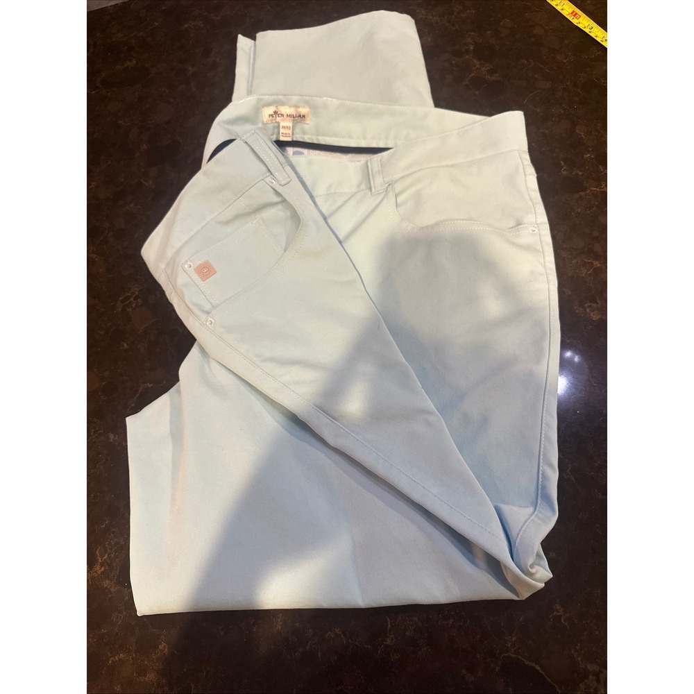 Peter Millar Crown Sport Mens 38x32 Performance Pants Light Blue Sky LT Golf